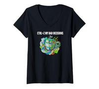 Donna Data Analyst Funny Ctrl Z My Bad Decisions Maglietta con Collo a V