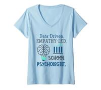 Donna Data-Driven Empathy-LED School Psychologist Brain Graphic Maglietta con Collo a V