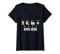 Donna Data G usiness Intelligence Analytics Statistiche Umorismo Maglietta con Collo a V