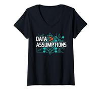 Donna Data Over Assumptions Funny Analyst And Computer Science Maglietta con Collo a V