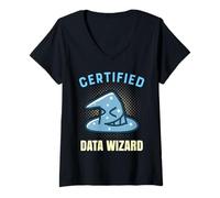 Donna Data Wizard - Maglietta Data Geek - Regalo per analisti dei Big Data Maglietta con Collo a V