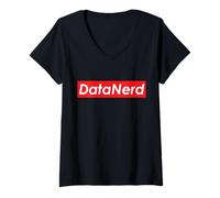 Donna Dati Nerd Intelligenza Artificiale AP Statistiche Big Data Maglietta con Collo a V