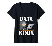 Donna Dati Ninja Data Scientist Coding Analytics Statistiche Maglietta con Collo a V