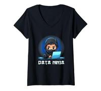 Donna Dati Ninja Data Scientist Coding Analytics Statistiche Maglietta con Collo a V