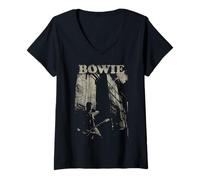 Donna David Bowie - Pile Maglietta con Collo a V