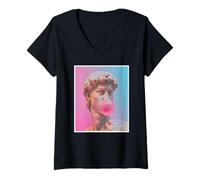 Donna David Michelangelo - Statua rinascimentale Bubblegum Pop Art Maglietta con Collo a V