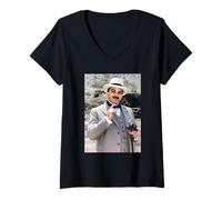 Donna David Suchet Poirot Attore Agatha Christie 1993 Maglietta con Collo a V