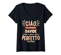 Donna Davide Idea Regalo Personalizzata Nome Divertente Maglietta con Collo a V