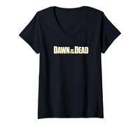Donna Dawn of The Dead Eyes Wide Zombie Front & Back Maglietta con Collo a V