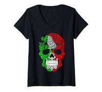 Donna Day of The Dead Dia de Los Muertos Mexican Skull Mexico Maglietta con Collo a V
