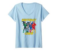 Donna DC Super Friends Birthday Crew Super Heroes Maglietta con Collo a V
