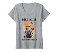 Donna Dead Inside But Dying Pretty Halloween Boho Maglietta con Collo a V