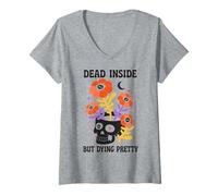 Donna Dead Inside But Dying Pretty Halloween Boho Maglietta con Collo a V