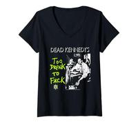 Donna Dead Kennedys Too Drunk to F^k Vintage Punk Rock Band Maglietta con Collo a V