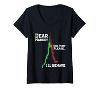 Donna Dear Market One Pump Please I'll Behave Funny Trading Design Maglietta con Collo a V