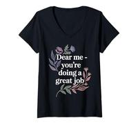 Donna Dear Me You're Doing A Great Job Self-Talk Reminder - Maglietta con Collo a V