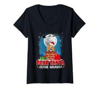 Donna Dear Santa Define Naughty Basset Hound Dog Funny Christmas Maglietta con Collo a V