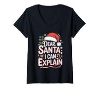 Donna Dear Santa Fun Design per Natale Maglietta con Collo a V
