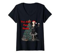 Donna Dear Santa Naughty Christmas Vibes Design Maglietta con Collo a V