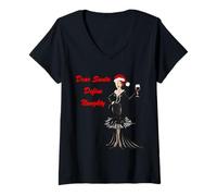 Donna Dear Santa Naughty Christmas Vibes Design Maglietta con Collo a V