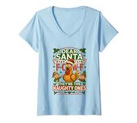 Donna Dear Santa They Are The Naughty Ones Fcawf Christmas Funny Maglietta con Collo a V