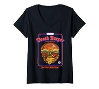 Donna Death Burger Sarcasm Retro Vintage Funny Adult Humor Maglietta con Collo a V