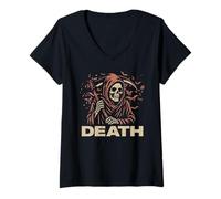 Donna Death Grim Reaper The Angel Of Death Soul Collector Matching Maglietta con Collo a V