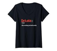 Donna Debater Parlare in pubblico Dibattito Team Divertente Debate Definizione Maglietta con Collo a V