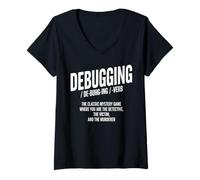 Donna Debug Divertente Programmatore Detective Mistero Sarcastico Scherzo Maglietta con Collo a V