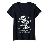 Donna Deck The Halls Not Your Colleagues Funny Coworker Christmas Maglietta con Collo a V