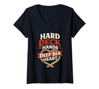 Donna Deckhand Maritime Crew Ocean Life Work e Saltwater Pride Maglietta con Collo a V