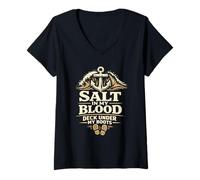 Donna Deckhand Maritime Crew Ocean Life Work e Saltwater Pride Maglietta con Collo a V