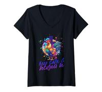 Donna DeColores Cursillo Rainbow Rooster Cattolico Maglietta con Collo a V