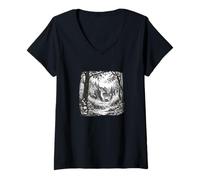 Donna Deer In Woods, Carino Fawn Forest Wildlife Casual Graphic Maglietta con Collo a V