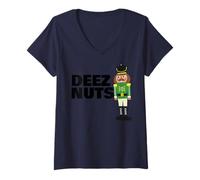 Donna Deez Nuts Funny Christmas Nutcracker Deez Nuts Maglietta con Collo a V