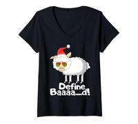 Donna Define Bad Sheep Lover Farmer Christmas Stocking Stuffer Maglietta con Collo a V