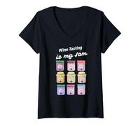 Donna Degustazione di Vini è la mia marmellata - Divertente Regalo per Gli Amanti del Vino Maglietta con Collo a V