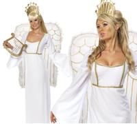 Donna Deluxe Angel Costume + Ali Donna Vestito Natale UK 8-18