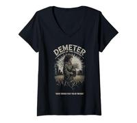 Donna Demetra con campi di grano Urban Contrast Harvest Spirit Maglietta con Collo a V