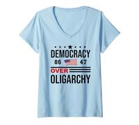 Donna Democracy Over Oligarchy No Oligarchs Flag Fight Oligarchy Maglietta con Collo a V