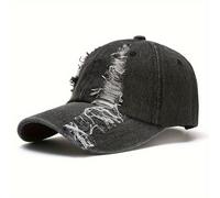 Donna Denim da Uomo Cappello Baseball Strappato Sdrucito Destroyed Casual Cotone