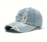 Donna Denim da Uomo Cappello Baseball Strappato Sdrucito Destroyed Casual Cotone
