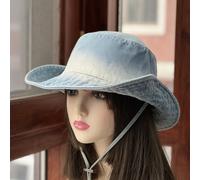 Donna Denim da Uomo Secchio Cappello Gradiente Colore Cowboy Boonie Outdoor Sole