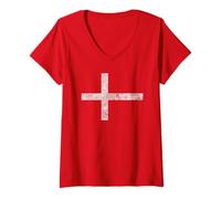 Donna Denmark Flag Danish Pride Danmark Cross DANSK Roots Banner Maglietta con Collo a V