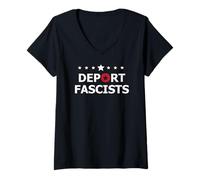 Donna Deport Fascism Anti-Fascism Resist Protest Fight Oligarchy Maglietta con Collo a V