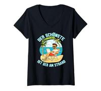 Donna DER SCHÖNSTE ELTERNABEND IST DER AM STRAND Maglietta con Collo a V