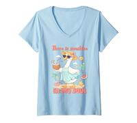 Donna Design a Forma di Anatra con Scritta in Inglese There is Sunshine Maglietta con Collo a V