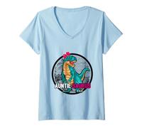 Donna Design a forma di dinosauro Auntiesaurus Auntie Saurus Rex Maglietta con Collo a V