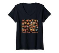 Donna Design a Forma di Zucca Autunnale per Infermiere di Famiglia FNP Maglietta con Collo a V