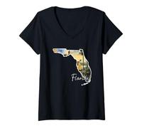 Donna Design Acquerello della Florida per Amanti della Natura Maglietta con Collo a V